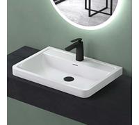 Mai & Mai Colossum08 - Lavabo para baño (60 cm, rectangular, de mineral fundido, con rebosadero y orificio para grifo), color blanco brillante