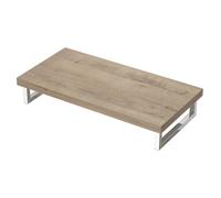 Mai & Mai Encimera de Madera Maciza para Lavabo 100x50 cm - Roble Claro, con Soporte de Acero Inoxidable, Estante de Pared para Baño, Platte04