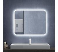 Mai & Mai Espejo Baño LED 90x70 cm con Interruptor Táctil, Antivaho, Regulable en Brillo y Luz, Montaje en Pared, Diseño Moderno - Espejo LED Modelo LED03