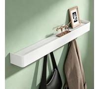 Mai & Mai Estante de Pared con Ganchos, Acero al Carbono, Montaje con Taladro o Adhesivo, Estante con Drenaje, Desmontable, Blanco Arena, 80 cm, Reglo-05