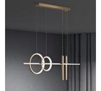 Mai & Mai Lámpara Colgante LED 38W, Dorado, CCT 3000K/4000K/6000K Regulable, RA≥90, Cable Ajustable 1.5m, Luz Suave, Cuerpo de Aluminio, Luz Suave Para Cocina, Comedor, Café 2256