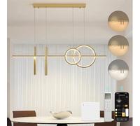 Mai & Mai Lámpara Colgante LED - Dorado, 38W, CCT 3000K/4000K/6000K, RA≥90, Cable Ajustable 1,5 m, Modelo Café 2256