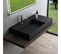 Mai & Mai Lavabo colgante BTH: 90 x 48 x 13 cm en antracita mate de mineral fundido Col12 izquierda