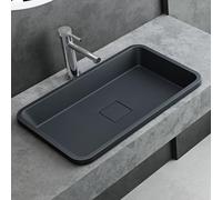 Mai & Mai Lavabo sobre Encimera Lavabo Empotrado Baño | Rectangular | Antracita Mate | Mármol Fundido | 53x33x10cm | sin Orificio para Grifo sin Rebosadero | Colossum104
