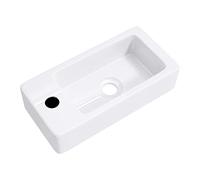 Mai & Mai Lavabo Pequeño de Pared Derecho, Lavabo Cuadrado de Cerámica de Alta Temperatura, con Orificio para Grifo, Conexión DIN, Lavabo Suspendido para Baño, Brüssel3053R