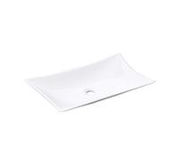 Mai & Mai Lavabo sobre Encimera 56,5x42x10 cm - Rectangular, Blanco Brillante, Cerámica, sin Orificio para Grifo ni Rebosadero
