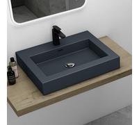 Mai & Mai Lavabo sobre Encimera Baño | Rectangular | Antracita Mate | Mármol Fundido | 60x48x12cm | con Rebosadero y Orificio para Grifo | Colossum18