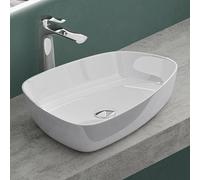 Mai & Mai Lavabo sobre Encimera Lavabo Baño | Blanco Brillante | Mármol Fundido | 51x39x12cm | sin Orificio para Grifo sin Rebosadero | Colossum806