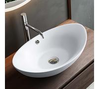 Mai & Mai Lavabo sobre Encimera Lavabo Baño | Blanco Mate | Cerámica | 59x38x19cm | sin Orificio para Grifo con Rebosadero | Brüssel818