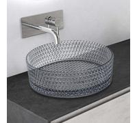 Mai & Mai Lavabo sobre Encimera Lavabo Baño | Redondo | Vidrio | Gris | 39x39x12 cm | sin Orificio para Grifo sin Rebosadero | Minerva07