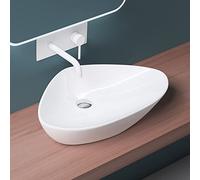 Mai & Mai Lavabo sobre Encimera Lavabo Baño | Triangular | Blanco Brillante | Cerámica | 59x39x13cm | sin Orificio para Grifo sin Rebosadero | Brüssel215