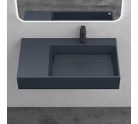 Mai & Mai Lavabo sobre Encimera Lavabo Derecho Suspendido Baño | Rectangular | Antracita Mate | Mármol Fundido | 75x43x14cm | 1 Orificio para Grifo sin Rebosadero | Colossum12