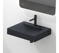 Mai & Mai Lavabo sobre Encimera Lavabo Suspendido Baño Lavabo | Rectangular | Antracita Mate | Mármol Fundido | 60x48x10cm | con Orificio para Grifo y Tapa de Desagüe sin Rebosadero | Colossum810