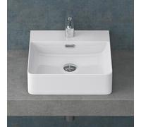 Mai & Mai Lavabo sobre Encimera Lavabo Suspendido Baño Lavabo | Rectangular | Blanco Brillante | Cerámica | 42x42x12cm | con Orificio para Grifo con Rebosadero | Meissen201