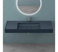 Mai & Mai Lavabo sobre Encimera Lavabo Suspendido Baño Rectangular | Antracita Mate | Mármol Fundido | 120x46x12 cm | con Orificio para Grifo y Válvula de Desagüe | Colossum630