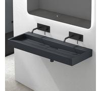 Mai & Mai Lavabo sobre Encimera Lavabo Suspendido Baño | Rectangular | Antracita Mate | Mármol Fundido | 120x46x11cm | sin Orificio para Grifo con Válvula de Desagüe | Colossum19