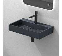 Mai & Mai Lavabo sobre Encimera Lavabo Suspendido Baño | Rectangular | Antracita Mate | Mármol Fundido | 50x38x11cm | 1 Orificio para Grifo con Válvula de Desagüe | Colossum19