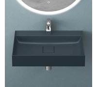 Mai & Mai Lavabo sobre Encimera Lavabo Suspendido Baño Rectangular | Antracita Mate | Mármol Fundido | 60x38x12 cm | con Orificio para Grifo y Válvula de Desagüe | Colossum630