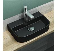 Mai & Mai Lavabo Suspendido Lavabo sobre Encimera Baño Lavabo | Rectangular | Negro Mate | 38x24x8cm | Cerámica | 1 Orificio para Grifo Brüssel003