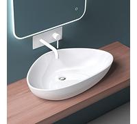 Mai & Mai Lavabo Triangular Blanco 66,5 x 44 cm sin Orificio Brüssel895 | Lavabo Lavabo, Cerámica, para baño moderno, conexión estándar, BR895