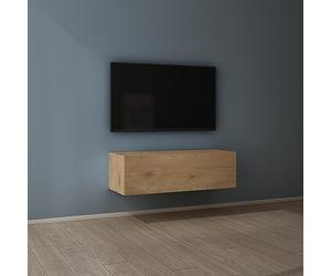 Mai & Mai Mueble de TV de Pared 100x40,2x30 cm - Mesa para Televisor con Tirador Oculto y Cierre Suave, Acabado Núcleo de Roble, Mueble de Salón Moderno, Modelo TV02
