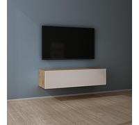 Mai & Mai Mueble de TV de Pared 120x40,2x30 cm - Mesa para Televisor con Tirador Oculto y Cierre Suave, Núcleo de Roble y Blanco Mate, Mueble de Salón Moderno, Modelo TV02