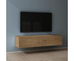 Mai & Mai Mueble de TV de Pared 140x40,2x30 cm - Mesa para Televisor con Tirador Oculto y Cierre Suave, Acabado Núcleo de Roble, Mueble de Salón Moderno, Modelo TV02