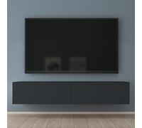 Mai & Mai Mueble de TV de Pared 160x40,2x30 cm - Mesa para Televisor con Tirador Oculto y Cierre Suave, Acabado Gris Negro, Mueble de Salón Moderno, Modelo TV02
