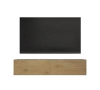 Mai & Mai Mueble de TV de Pared 160x40,2x30 cm - Mesa para Televisor con Tirador Oculto y Cierre Suave, Gris Negro y Núcleo de Roble, Mueble de Salón Moderno, Modelo TV02