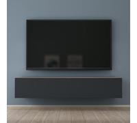 Mai & Mai Mueble de TV de Pared 160x40,2x30 cm - Mesa para Televisor con Tirador Oculto y Cierre Suave, Núcleo de Roble y Gris Negro, Mueble de Salón Moderno, Modelo TV02