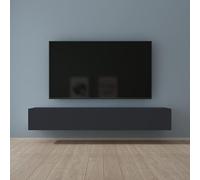 Mai & Mai Mueble de TV de Pared 200x40,2x30 cm - Mesa para Televisor con Tirador Oculto y Cierre Suave, Acabado Gris Negro, Mueble de Salón Moderno, Modelo TV02