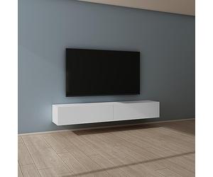 Mai & Mai Mueble de TV de Pared 200x40,2x30 cm - Mesa para Televisor con Tirador Oculto y Cierre Suave, Acabado Blanco Mate, Mueble de Salón Moderno, Modelo TV02
