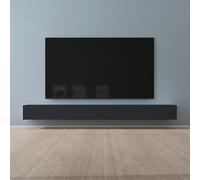 Mai & Mai Mueble de TV de Pared 320x40,2x30 cm - Mesa para Televisor con Tirador Oculto y Cierre Suave, Acabado Gris Negro, Mueble de Salón Moderno, Modelo TV02