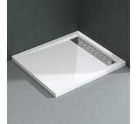 Mai & Mai Plato de ducha, 90 x 100 x 5 cm, plato de ducha, blanco, bañera acrílica plana, rectangular