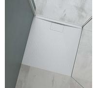 Mai & Mai Plato de ducha de fundición mineral 80x80x3 cm plato de fundición mineral en blanco Conexiones DIN Geoma07