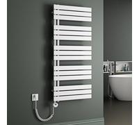 Mai & Mai Radiador de Baño Eléctrico 131x60 cm en Blanco Conexión lateral Toallero Calentador de Toallas Calefacción de Baño con Barra Calefactora 1000W