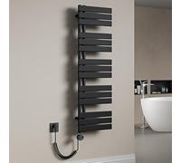 Mai & Mai Radiador Toallero Eléctrico Antracita 131 x 40 cm 1000W | 15 paneles, temporizador 2/4/6/8 h, temperatura 30-70 °C y barra calefactora