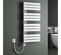 Mai & Mai Toallero Eléctrico Baño 104x50 cm, 800W, Blanco | Radiador Toallero Horizontal con Barra Calefactora, Temporizador 2/4/6/8H, Temperatura Ajustable 30-70°C