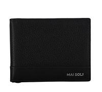 MAI SOLI - Billetera de cuero genuino con clip de dinero para hombre con elegante caja de regalo, color negro, negro, One Size, Vintage