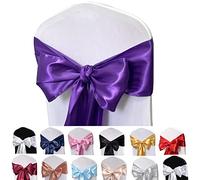 Maiangel Lazos de satén para sillas, 50 lazos de cinta para silla, para bodas, fiestas, eventos, banquetes, decoración de sillas (morado)