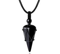 MAIBAOTA Collar de piedra de cristal curativo Natural piedras preciosas con púas collares colgantes ajustables cuerda Reiki joyería de cuarzo para mujeres hombres, cuerda, Piedras