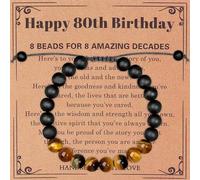 MAIBAOTA Regalos de cumpleaños 21, 30, 40, 50, 60, 70, 80 para él, hombres, ideas de regalo de feliz cumpleaños, pulsera ajustable de cuentas de piedra natural para hijo, novio, hermano, papá, marido,