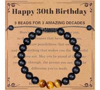 MAIBAOTA Regalos de cumpleaños 21, 30, 40, 50, 60, 70, 80 para él, hombres, ideas de regalo de feliz cumpleaños, pulsera ajustable de cuentas de piedra natural para hijo, novio, hermano, papá, marido,