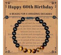 MAIBAOTA Regalos de cumpleaños 21, 30, 40, 50, 60, 70, 80 para él, hombres, ideas de regalo de feliz cumpleaños, pulsera ajustable de cuentas de piedra natural para hijo, novio, hermano, papá, marido,