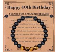 MAIBAOTA Regalos de cumpleaños 21, 30, 40, 50, 60, 70, 80 para él, hombres, ideas de regalo de feliz cumpleaños, pulsera ajustable de cuentas de piedra natural para hijo, novio, hermano, papá, marido,