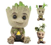 MaibaoteMbt Groot Flower Pot, Decoración del Groot Acuario, Groot Maceta para Suculentas, Groot Maceta con Orificio de Drenaje, Baby Groot Maceta, para Deco del Acuario/Decoración de Escritorio (M2)