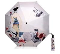 Maibar Mini Plegable Paraguas Solar uv Compacto Pequeño Impermeable Plegables Bloqueo de UV Sombrillas Damas (A-Beige)