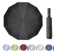 Maibar Paraguas Plegables Grande 24 varillas Antiviento Hombre Plegables Compacto Impermeable Paraguas Plegable de viaje Automático abierto y cierre (Negro)