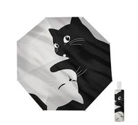 Maibar Parasol Protección UV SPF 50 UPF 50 Animal Gato patrón 3D Compacto Plegable Paraguas para Mujer (Botón de Apertura Automática)