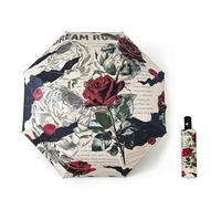 Maibar Plegable Paraguas Compacto Patrón 3D Flor Rosa UPF 50 SPF 50 Protección UV Parasol Paraguas Pequeño para Mujer (Botón de Apertura Automática)